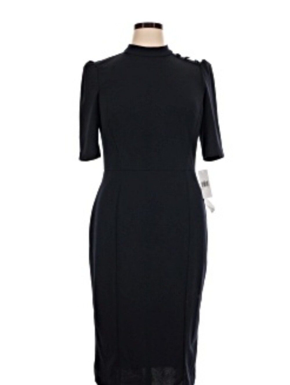 Donna Morgan Black Midi Dress - Sleek Short Sleeve Design
